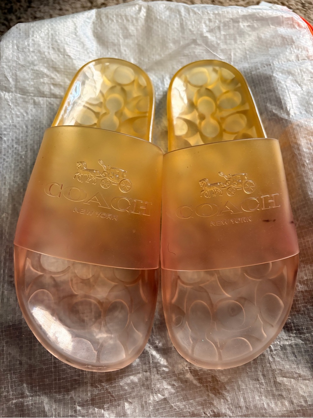 Coach Women's Translucent Gradient Slide Sandals in Yellow-Peach